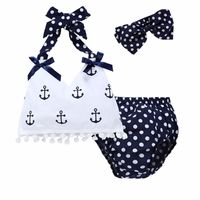 Wholesale Baby Three piece Clothing Sets Vest Bow Baby Rompers Children Jumpsuits for Boys Girls Pants Shorts Hairband Hats Tops M T