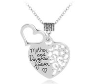 Wholesale 2018 new Hollow Out Charm Fashion Jewelry quot Mother And Daughter Forever Love quot Necklaces Charm Heart Family Gift Pendant Necklace For Women