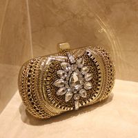 Wholesale Luxury Vintage Crystal Bridal Hand Bags Evening Clutch Bag Wedding Handbag Designer Gold Formal Party Beaded Purse Red Carpet Handbags