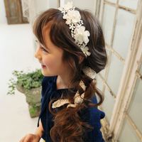 Wholesale Lace Flowers Garlands Appliques Adjustable Flower Girl Head Piece Korean Top Quality Pearls Hair Accessories for Wedding