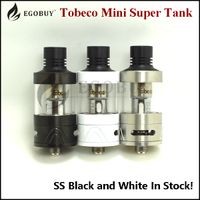 Wholesale Authentic Tobeco Super Tank Mini with replacement ohm ohm coil ml atomizer ss black White supertank mm sub ohm atomizers original