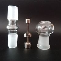 Wholesale 18 MM glass dome glass adapter GR2 titanium nail one whole set for vapor Glass bubbler Water Pipe glass bongs