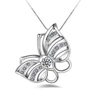 Wholesale fashion high quality silver butterfly Wthie diamond jewelry silver necklace Valentine s Day holiday gifts Hot