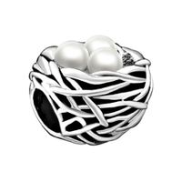 Wholesale MYD Jewelry Factory directly sale Rhodium Silver Color Plating Birds Nest Bead European Charm Fit Pandora Bracelet