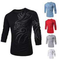 Wholesale Fashion Brand style long sleeve T Shirts for Men Novelty Dragon Printing Tattoo Male O Neck T Shirts M XXXL TX71 amp