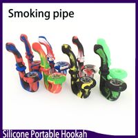 Wholesale U Shaped Portable Hookah Silicone Pipe Dry Herb Unbreakable Water Percolator Bong cm VS twisty glass blunt