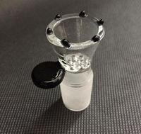 Wholesale 14mm mm Male smoke bowl black handle small honeycomb female joint for glass water pipe bong