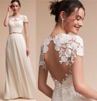 Wholesale 2020 Vintage Lace Boho Wedding Dresses Empire Waist A Line Summer Beach Bohemian Wedding Dress Floor Length Backless Bridal Gown