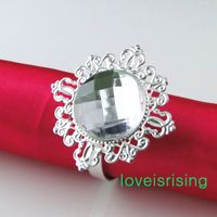 Wholesale 20 colors for U Pick Clear White Gem Diamond Napkin Ring Serviette Holder Wedding Dinner Bridal Shower Favor Decor