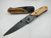 Wholesale Butterfly DA44 survival Pocket folding knife Wood handle Titanium finish Blade tactical knifes EDC Pockets knives