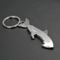 Wholesale zinc alloy Silver Color Shark Shaped Beer Bottle Opener Keychain Unique Creative Gift