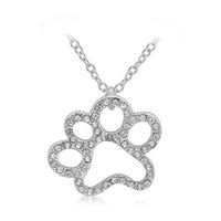 Wholesale Crystal Pendant Necklaces Cats Dogs Paw Hollow Out Full CN Diamond Pendant Necklace Pets Fashion Jewelry Silver Plating Hot New Arrival