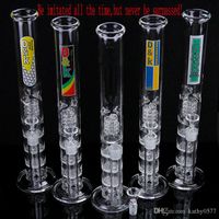 Wholesale Newest glass Bong water pipe quot inches Straight pure glass TreePerc water pipe with three Honeycomb Tire Percolator