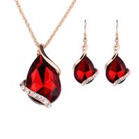 Wholesale Hot New Fashion Water droplets Crystal Rhinestone CZ Necklace Earrings Jewelry Sets Wedding party Accessories Bridal Jewelry Set HJ138