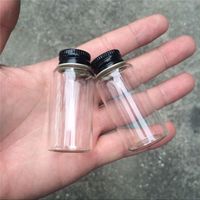 Wholesale 27 mm ml Small Transparent Glass Bottles With Screw Black Aluminum Cap Glass Jars Empty Vials Container