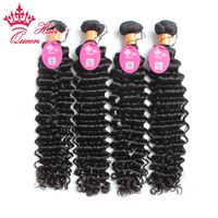Wholesale Queen Hair Official Store Indian Deep Wave Curly B Natural Color Virgin Human Hair Weaves Hair Extensions Can be Dyed