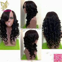 Wholesale Human Hair U Part Wigs Loose Wave Peruvian Unprocessed Human Hair Upart Wigs Left Part with Side Bangs
