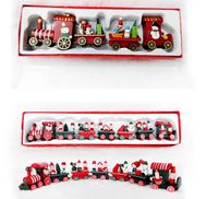Wholesale A B C SIZE Wooden little train Christmas crafts Christmas wooden furnishing articles small train Christmas products birthday present CT09
