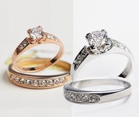 Wholesale 4pcs fashion Wedding Ring for Ladies women K gold plated CZ diamond Rhinestone ring Simulated Diamond Rings and crystal