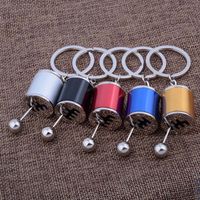 Wholesale 5 Colors Car Auto Gear Shift Keychains Car Fans Gear Shifter Stick Key Chain Fob Cylinder Modified Turbo Wave Key Chain Ring