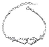 Wholesale 925 Sterling Silver Plated Love Heart Bracelets Jewelry for Women Fashion Designer Wedding Party Gift Charm Link Bracelets