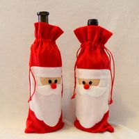 Wholesale Santa Claus Gift Bags Christmas Decorations Red Wine Bottle Cover Bags Santa Champagne wine Bag Xmas Gift cm WX9