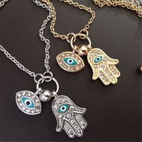 Argent Sterling 925 Rose Zircons Mauvais Oeil Hamsa Amulette Judaica Israël Pendentif