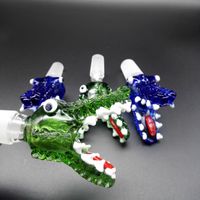 Wholesale New Crocodile Head Glass Bowls For Bongs With Blue Green mm mm Male Joint Glass Bowls For Oil Rigs Glass Bongs