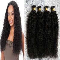 Wholesale Mongolian kinky curly hair g Human Fusion Hair Nail U Tip Remy Human Hair Extensions s afro kinky curly keratin stick tip