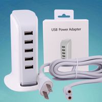 Wholesale BOAT Real A Ports USB Vertical Desktop wall Charger with m Cable In Retail package FOR smart phone Tablet pc