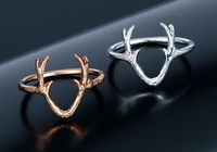 Wholesale Deer Horn Ring For Women Cute Girl Jewelry Gift Gold Color Silver Color Animal Ring Fashion Style