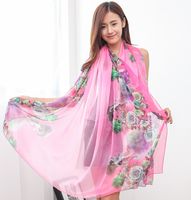 Wholesale New Design Women Beautiful Rose Pattern Silk Shawl Wrap Wraps Scarf Scarves