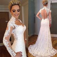 Wholesale China Bridal Gowns Lace Trumpet Sweetheart Illusion Back Wedding Dresses With Long Sleeves Vestidos De Noivas