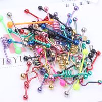 Wholesale Tongue bar T01 mix style mix color stainless steel industrial barbell tongue ring body piercing jewelry