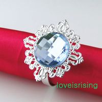 Wholesale 20 colors for U Pick FREE DHL SHIPPING Blue Gem Vintage Style Napkin Rings Wedding Bridal Shower Napkin holder