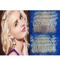 Wholesale Virgin Brazilian Blonde Silk Base Lace Frontal Closure Bleached Knots Bleach Blonde Body Wave Brazilian Silk Top Full Lace Frontal x4
