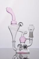 Wholesale Pink Recycler Bongs Flower Decor Chamber Oil Dab Rig Hand Blown Cone Base Glass Water Pipes mm Glass Bowl