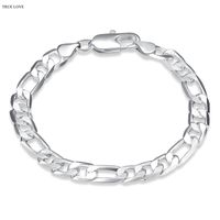 Wholesale High quality sterling silver plated Figaro chain bracelet MMX20CM fashion man jewelry low price