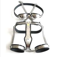 Wholesale 1 set locks Stlye Male Fully Adjustable T type stainless steel chastity belt Steel bra Thigh Cuff
