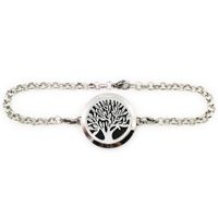 Wholesale 316L Stainless Steel Tree of Life Aromatherapy Bracelet Essential Oil Diffuser Locket with Felt Pads