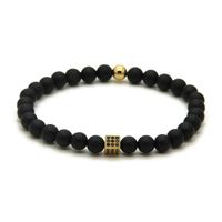 Wholesale Summer Lady Jewelry Fashion mm Matte Agate Stone with Micro Inlay Black Zircons Square Cz Beads Bracelets