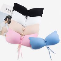 Wholesale New Women Silicone bra cups backless dress butterfly Invisible Push Up Stick On Self Adhesive Front fly Bra Strapless A B C D