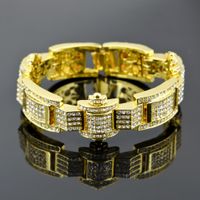 Wholesale Retail Hip Hop Crystal Bracelet and Bangles Gold silver Black HipHop rock style for Men Woman High quality NE830