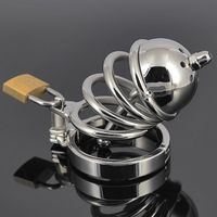 Wholesale SM Stainless Steel Chastity Cock Cage with Removable Hollow Urethral Tube Lock In Bondage Play Device