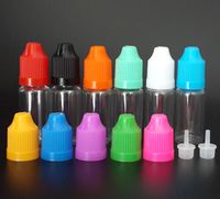 Wholesale Factory Price ml Clear dropper bottle With Colorful Childproof Cap and Long Thin Tip PET Empty E cig liquid plastic bottles Fedex DHL
