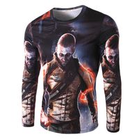 Wholesale 2016 hot sale men shirts zombie printing Long sleeved T shirt fashion mens long sleeved T shirt