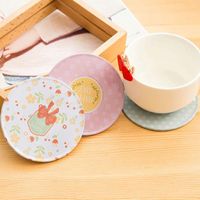 Wholesale 17pcs Hot Selling Wood Home Table Cup Mat Creative Decor Coffee Drink Placemat Retro Drinks Coaster cute happy day cup mats