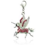 Wholesale Fashion Animals Pendants Floating Charms With Lobster Clasp Dangle Rhinestone Unicorn Charms For Jewelry Making DIY Accessories