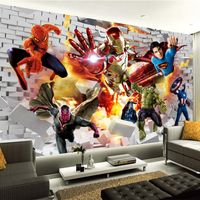 Avengers Wallpaper 3d Photo Wallpaper Hulk Iron Man Superman Custom Wall Mural Boy Kid Bedroom Bricks Wallpaper For Walls Tv Backdrop Decor