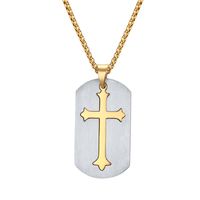 Wholesale Engraved Cross Dog Tag Necklace in Stainless Steel Men s Gift Religious Jewelry